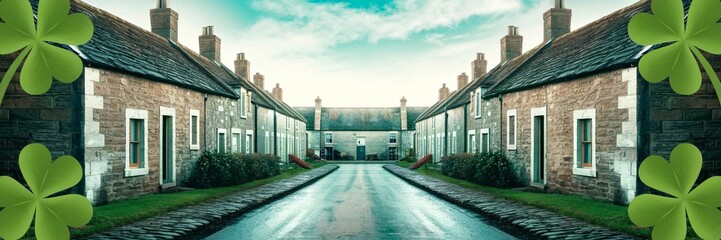 Fototapeta premium Quaint Irish village street scene