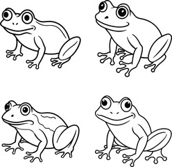 Frog Coloring Pages line art design