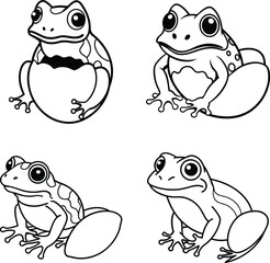 Frog Coloring Pages line art design