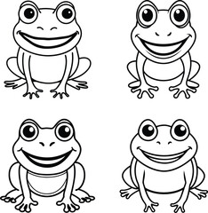 Frog Coloring Pages line art design