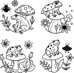 Frog Coloring Pages line art design