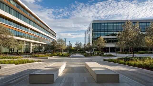 Clean urban office buildings, modern office buildings at the cutting edge