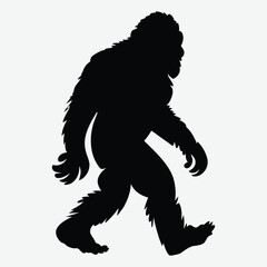 Bigfoot silhouette on white background Bigfoot silhouettes and bigfoot concept silhouette vector
