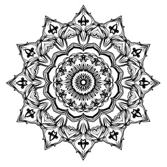 A line art mandala design illustration of a coloring page 