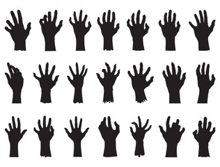 ZOMBIE HANDS SILHOUETTE WHITE BACKGROUND
