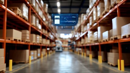 Fototapeta premium Warehouse management system monitoring inventory levels for supply chain use
