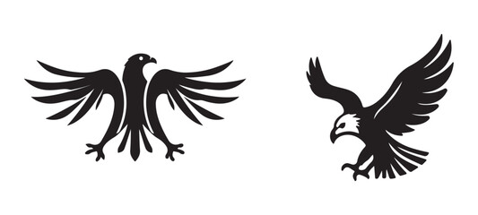 Naklejka premium Creative Minimalist Eagle logo Design Silhouette Vector Illustration