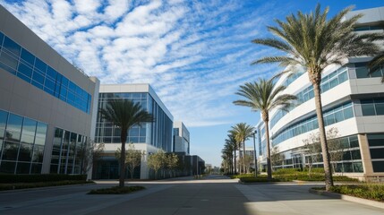 Obraz premium Clean urban office buildings, modern office buildings at the cutting edge