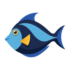 Blue fish swimming in the ocean vector illustration.