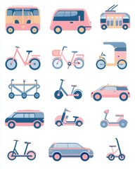 Naklejka premium Colorful Transportation Icons Collection for Design Projects