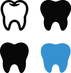 Tooth icon. Dental clinic logo. Human teeth vector illustration. Blue dentistry logotype. Oral hygiene concept. Dentist sign. Molar tooth enamel symbol. Simple tooth pictogram design.
