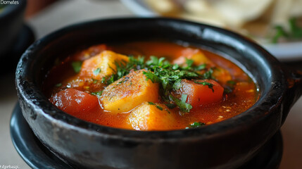 A tempting bowl of tomato soup, known in Turkish as "Domates corbasi"