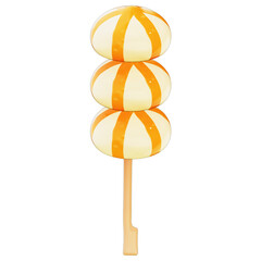 Striped Fish Dumpling Cheese Skewer 3D Clipart , on Transparent background , 3D Rendering