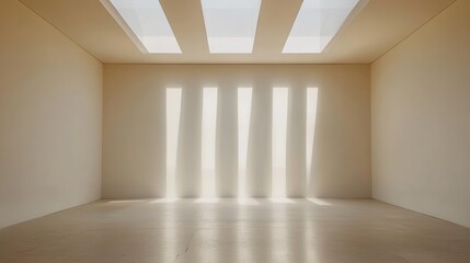Fototapeta premium Sunlit Minimalist Room with Skylights 