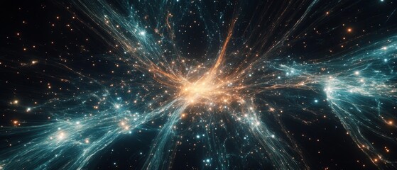 Fototapeta premium Radiant Nebula: Luminous Filaments Stars and Energy Spectrum 