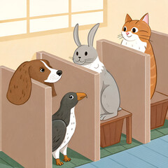 set of funny cartoon cats