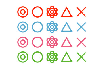 カラフルな丸三角バツのセット