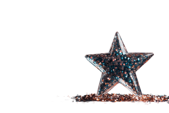 Glänzender Stern mit goldenem Rand und Glitzereffekt – PNG mit transparentem Hintergrund

