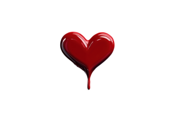 Glänzendes, tropfendes rotes Herz – PNG mit transparentem Hintergrund

