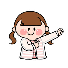 日焼け対策に長袖を着る女の子