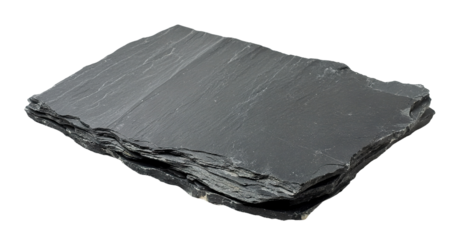 Black slate serving plate, isolated on transparent cutout background