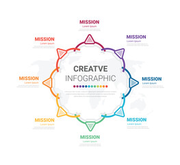 Circle Infographic thin line design and 8 options or steps. Infographics for business concept. Can be used for presentations banner, workflow layout, process diagram, flow chart.