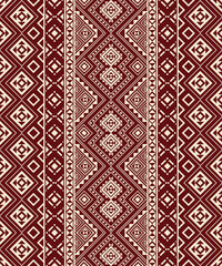 Traditional Native American Indian seamless pattern. South Western Navajo vector design. With dark red and cream color tone. Design for carpet, wallpaper, background, rug, scarf.