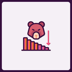 Bear market symbol with downward trend chart illustration artwork