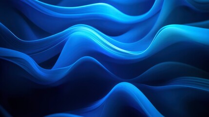 Obraz premium Abstract 3D background with flowing blue waves, dynamic curves and soft glow effect, futuristic digital art