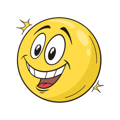 Laughing and happy emoji with teeth showing on white backgroud, design illustration vector