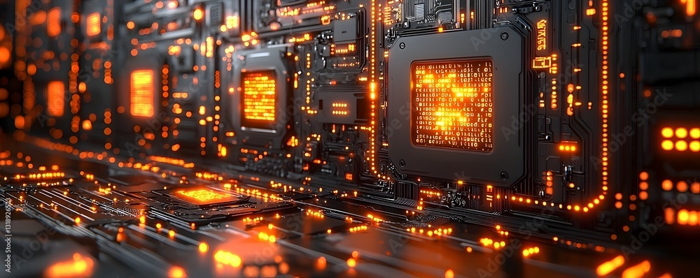 Poster glowing cyber defense algorithms dismantling hacker s code symbolizing real time threat neutralizati
