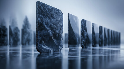 ice cubes on a blue background