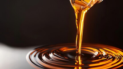 Closeup of engine oil being poured during a car maintenance oil change