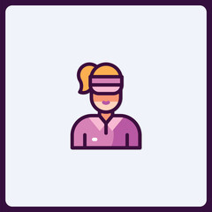 Stylized Icon Representing Virtual Reality User with Headset and Ponytail