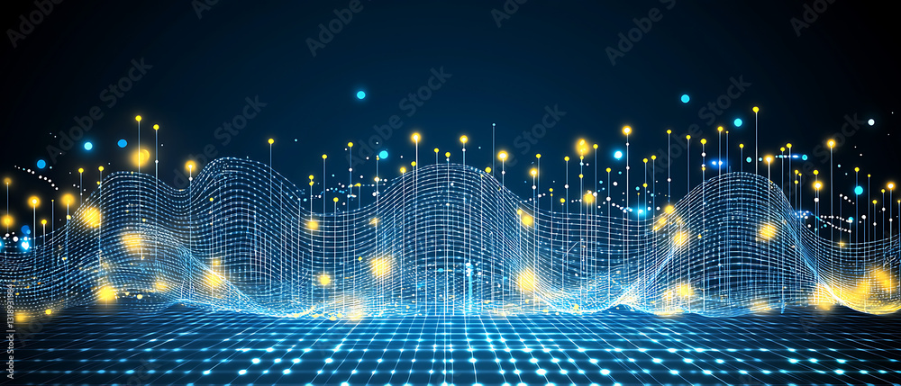 Poster dynamic data visualization digital space graphics modern environment abstract perspective technology