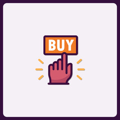 Vibrant icon illustrating online purchase hand interaction click concept