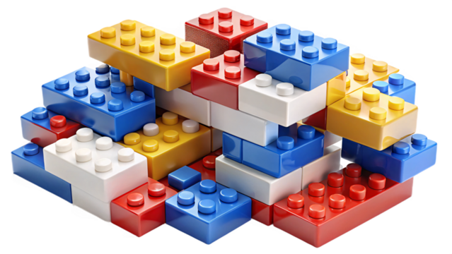 High-Quality Top-Down View of Scattered Colorful Building Blocks