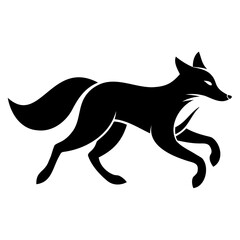Fototapeta premium Elegant Black Running Fox Silhouette | Isolated Vector Art isolated on a transparent background