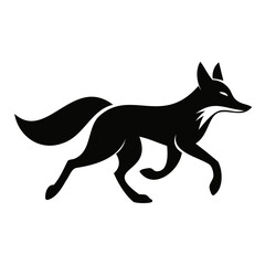 Fototapeta premium Running Fox Black silhouette vector illustration isolated on a transparent background
