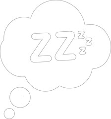 Sleepy Zzz with black outline isolated on transparent background.