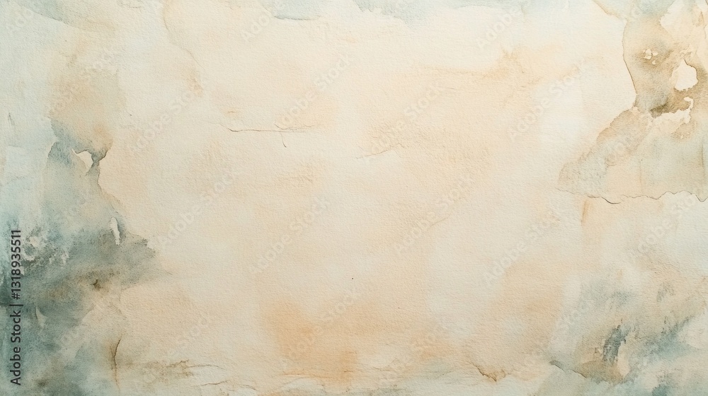 Poster a calming watercolor creation features gentle shades of beige and blue merging effortlessly. the sof