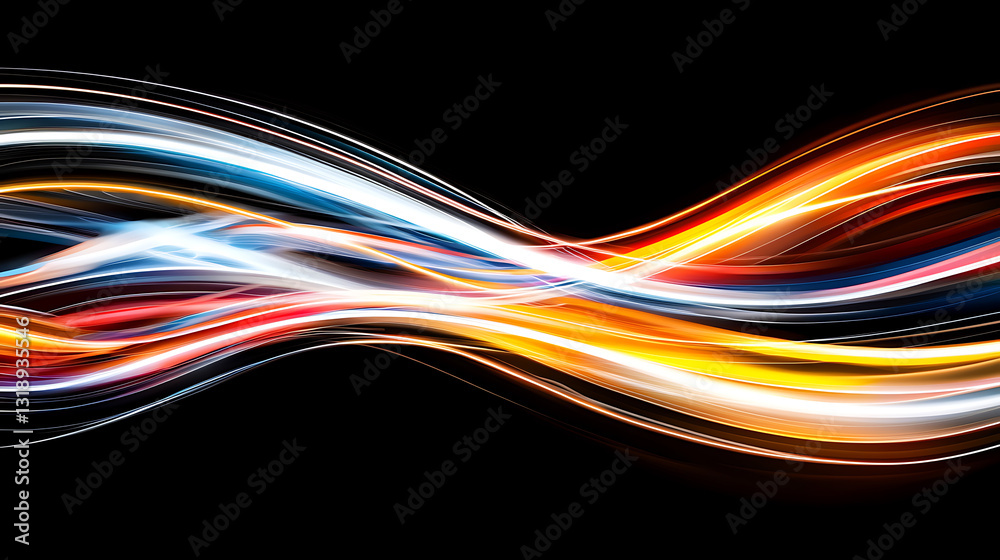 Poster dynamic light trails abstract background digital art dark environment close-up view modern design co