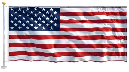 Obraz premium High-resolution American flag waving proudly in the wind against a bright blue sky, symbolizing patriotism, freedom, independence, and national pride in the United States