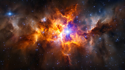 Naklejka premium Cosmic nebula ablaze with vibrant colors