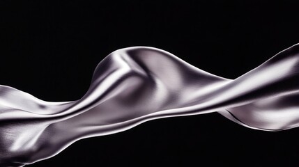 Fototapeta premium Abstract silver fabric flowing on black background.