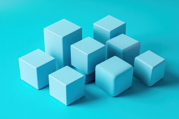 Obraz premium Abstract pastel blue cubes on a blue background.