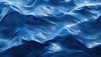 Obraz premium Blue ocean waves digital render, abstract background