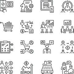 Set of Sales Planning Linear Style Icons 

