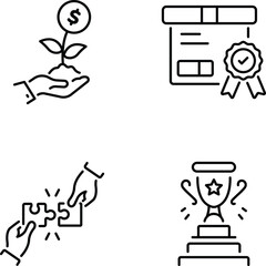 Pack of Linear Style Business Growth Icons 

