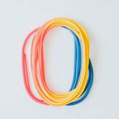 Colorful Cords Forming Zero on White Background